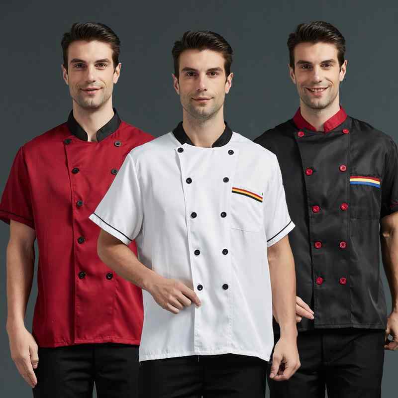 コックコート メンズ シェフ服 ホテル 厨房 飲食店 レストラン 調理服 調理衣 白衣 作業着 作業服 ユニフォーム 長袖 半袖 吸湿速乾 ポリエステル プロ仕様