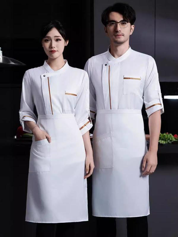 シェフコート コックコート メンズ 男性用 ホテル レストラン 飲食店 総料理長 エグゼクティブシェフ パティシエ ケーキ職人 パン職人 製菓 ワークウェア 作業着 長袖 制服 秋冬 吸湿速乾 綿混 ポリエステル