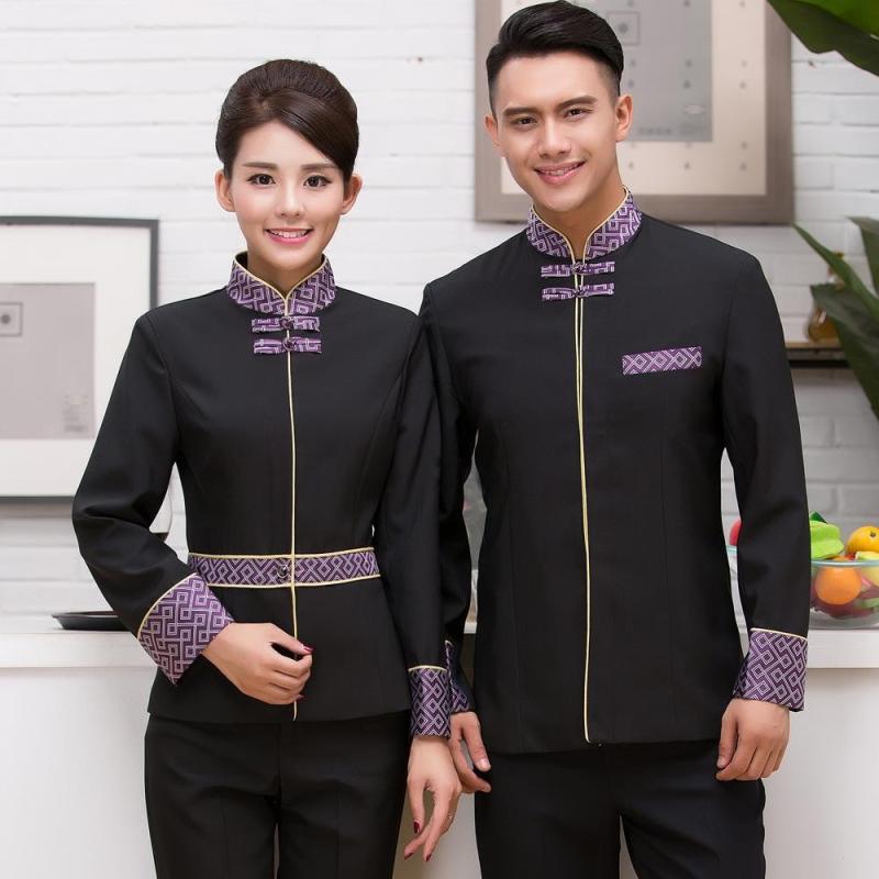 飲食店 ユニフォーム レディース ホテル レストラン 中華料理店 火鍋店 接客 サービス 作業着 長袖 防..