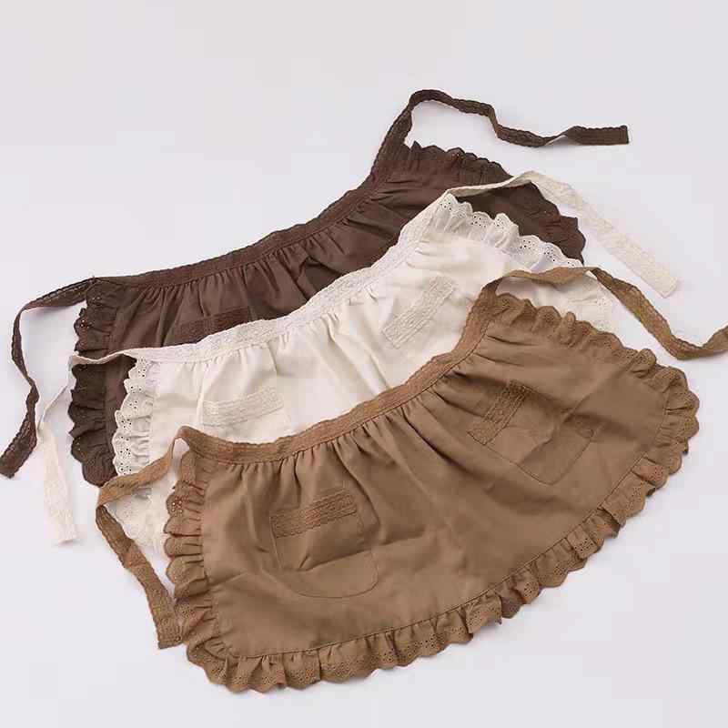 エプロン 女の子 春秋 フリル レース ポケット付き 綿 コットン プリンセス風 お姫様風 かわいい おし..