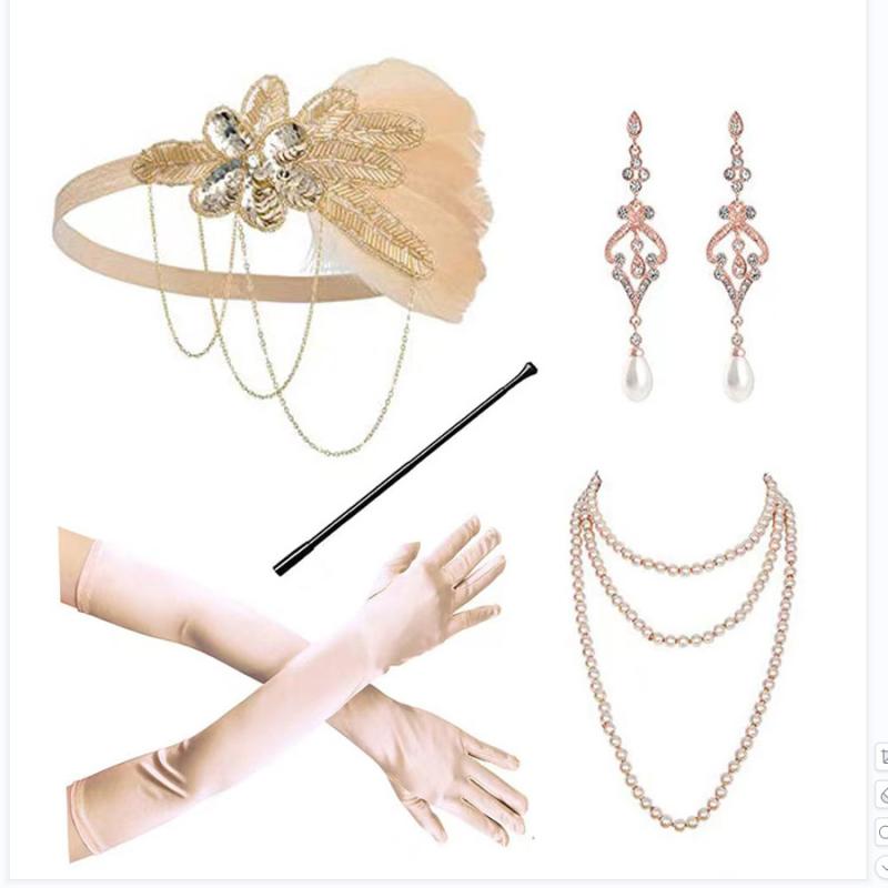 アクセサリーセット レディース レトロ スパンコール 花柄 羽根 パール ラインストーン ヘッドドレス ..