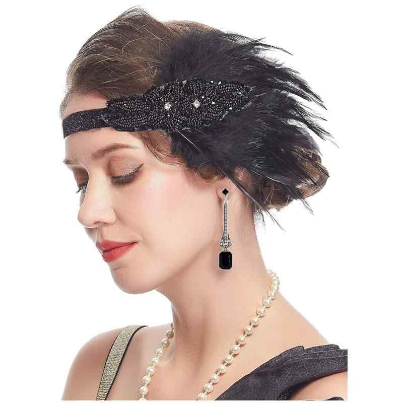 レディース フラッパー アクセサリーセット 1980年代 欧米風 レトロ ヴィンテージ風 フェザー ラインス..