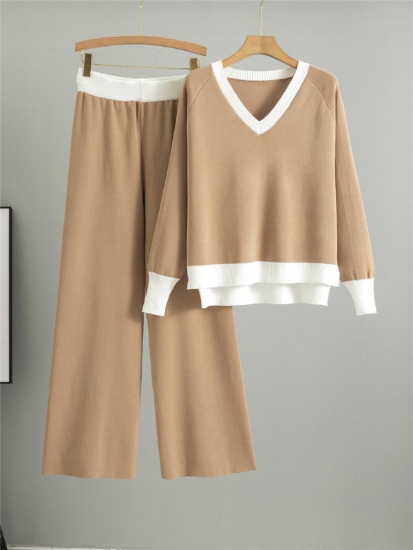 セットアップ レディース 女性用 ニット セーター プルオーバー パンツ ツーピース 2点セット ゆったり..