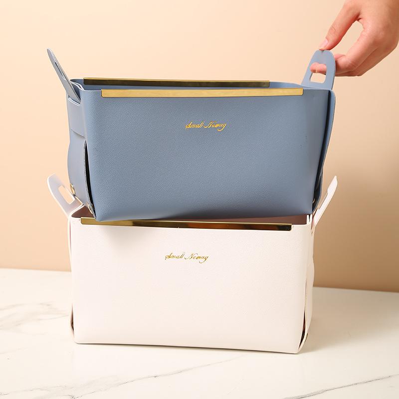 収納ケース レザー 卓上 小物入れ 金縁ゴールドトレイ 北欧風 玄関 リビング デスク 化粧品 アクセサリー 鍵 文房具 ケーブル オフィス 高級感