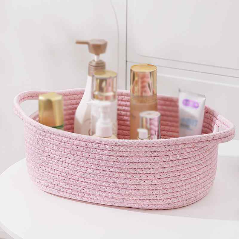 収納ボックス コットン 手編み バスケット 卓上 小物入れ ベッドサイド かご 玄関 リビング リモコン ..