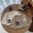 カーディガン ベビー キッズ 春秋 小花柄 アップリケ 長袖 前開き クルーネック ダブルレイヤー コットン 厚手 柔らかい 普段使い お出かけ 男女兼用 ショ...