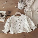 カーディガン ベビー 男女兼用 春秋 ツリーハウス総柄 長袖 Vネック ダブルボタン ショート丈 フードなし 柔らか コットン 綿 お出かけ アウター アプリコ...