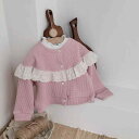 カーディガン 女の子 ベビー 幼児 春秋 フリル 丸首 長袖 前開きボタン ワッフル生地 コットン 肌触り抜群 ソフトタッチ シンプル 普段使い お出かけ ピン...