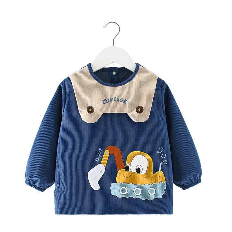 スモック 男の子 女の子 ベビー キッズ 秋冬 防水 防汚 コーデュロイ ポリエステル 長袖 食事エプロン ..