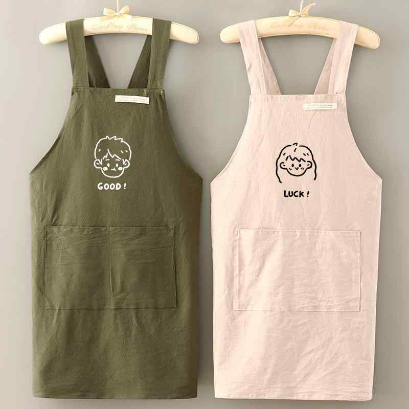 エプロン カップル ペア 女性用 袖なし キッチン 料理 家庭 作業用 通気性 防油 布製 ワークウェア 花..