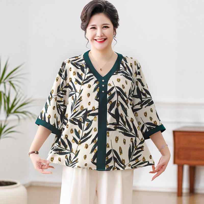 トップス レディース 中高年 ママ 大きいサイズ ゆったり 体型カバー 花柄 半袖 Tシャツ 普段使い カジュアル 着心地良い おしゃれ 春夏
