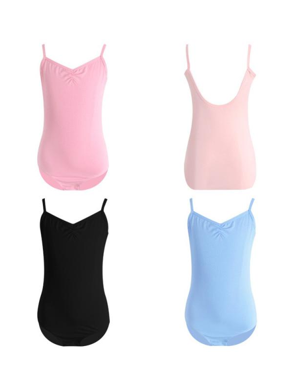 ダンスウェア キッズ 女の子 キャミソール レオタード バレエ 体操 中国舞 練習着 発表会 検定 綿 コットン 柔らかい 夏 ピンク ローズピンク ライトブルー ブラック