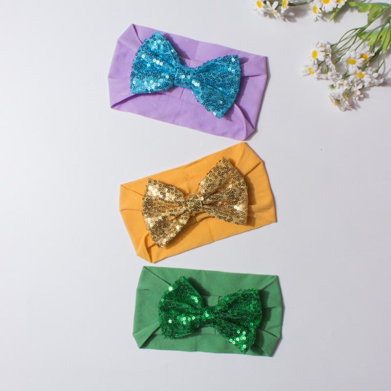 ヘアバンド ベビー 子供用 かわいい スパンコール リボン 髪飾り ナイロン 快適 優しい肌触り 軽量 伸..