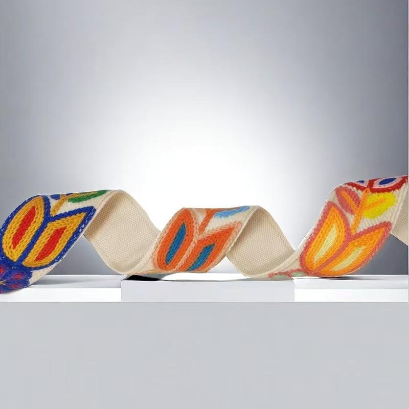 ショルダーストラップ バッグ用 レディース カラフル 花柄 刺繍 ボヘミアン エスニック調 厚手 幅広 負..