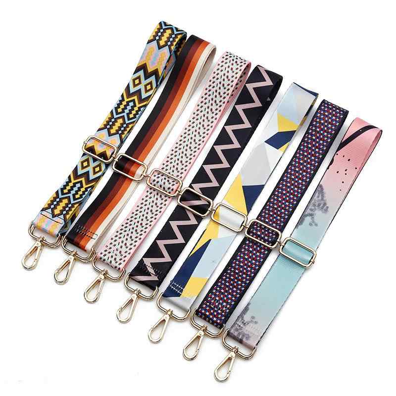 ショルダーストラップ レディース 女性用 エスニック柄 花柄 カラフル マルチカラー バッグベルト 調節可能 長さ調整可能 幅広 太め 付け替え 交換用 肩掛け 斜めがけ カジュアルスタイル 普段使い デイリーユース