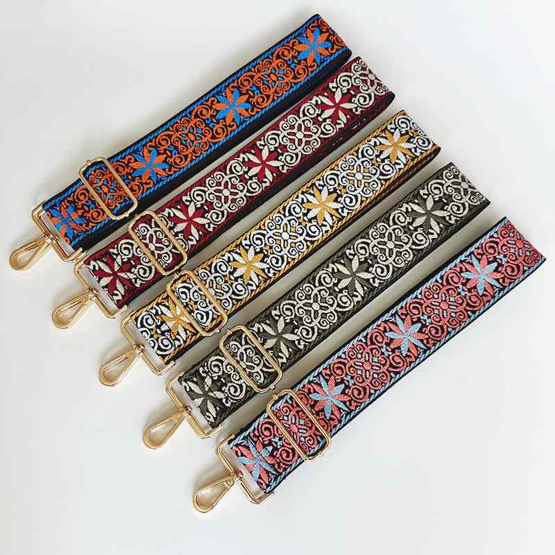 ショルダーストラップ レディース 民族風 エスニック 花柄 刺繍 織り 幅広 交換用 単品 ワンショルダー..