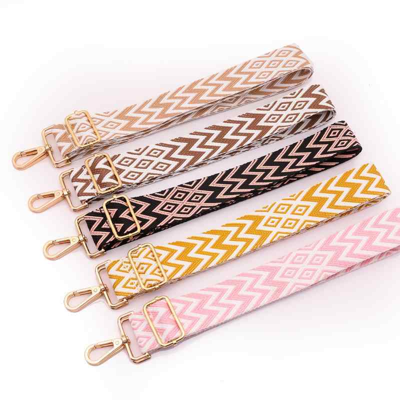 ショルダーストラップ 長さ調節可能 アジャスター付き 厚手 ワイド幅広 ひし形柄 幾何学模様 カラフル マルチカラー ショルダーバッグ 斜め掛け ワンショルダー 付け替え用 交換用 鞄ベルト バッグアクセサリー