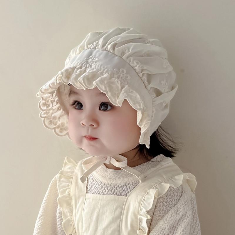 サンハット ベビー 女の子 新生児 低月齢 韓国 宮廷帽 ボンネット帽 プリンセス スウィート かわいい ..