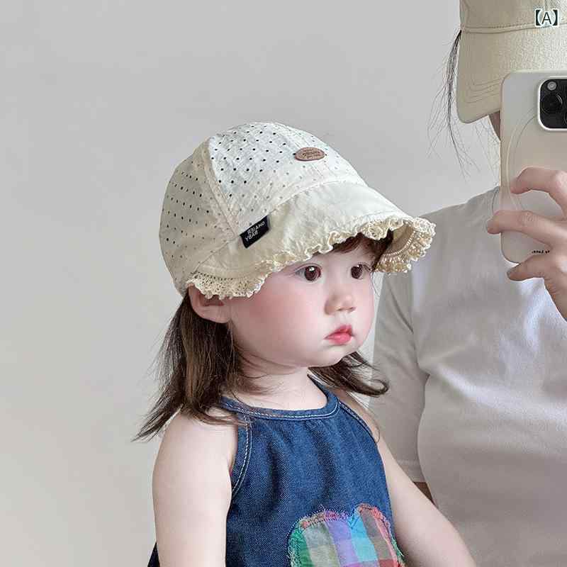 帽子 ベビー 乳幼児 キャップ 春夏 薄手 軽量 吸湿速乾 通気性 日よけ UV対策 レース プリンセス風 かわいい おしゃれ 普段使い お出かけ用 韓国スタイル