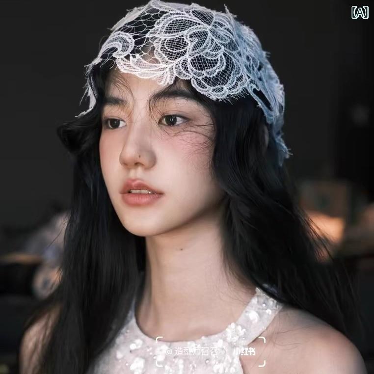 ヘッドドレス レディース 花嫁 ウェディング ブライダル ベール レース 帽子 シンプル フレンチスタイ..