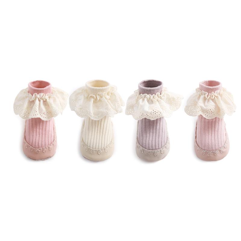 フロアソックス ベビー 女の子 歩行練習 ファーストステップ 室内履き 滑り止め付き ゴム底 冷え対策 ..