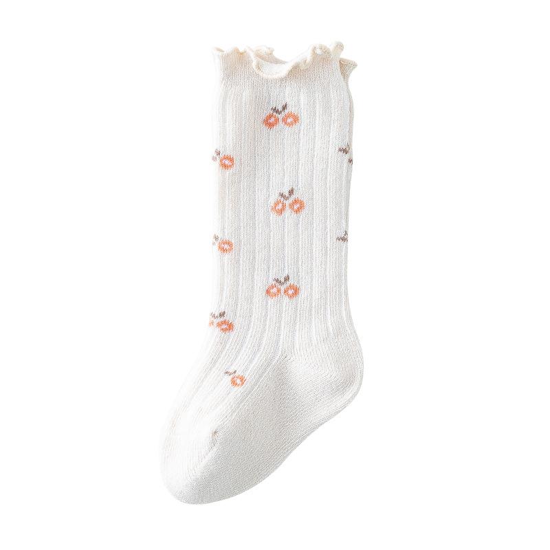 靴下 ベビー 女の子 新生児 春秋 精紡コットン 締め付けない 履き口ゆったり フリル レース ハイソック..