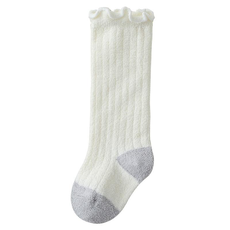 ソックス ベビー 新生児 赤ちゃん 厚手 秋冬用 暖かい 防寒 綿素材 締め付けない ロールエッジ 無地 ミ..