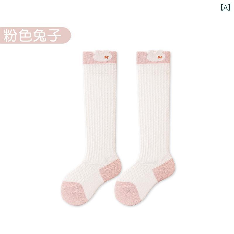 靴下 新生児 ベビー キッズ 男の子 女の子 子供用 幼児 春夏 極薄 薄手 キャラクター柄 防蚊 虫よけ 通気性 快適 精梳綿 コットン ニーハイ丈 ロング丈 ソックス