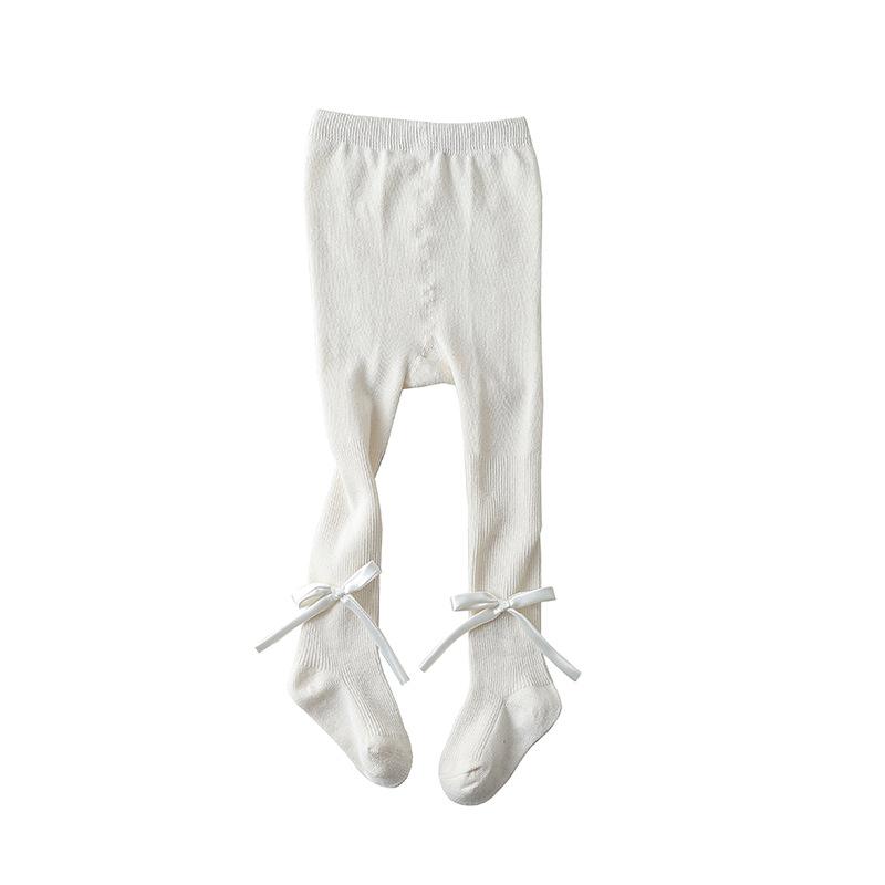 タイツ ベビー 女の子 綿 コットン 春秋 韓国 リボン プリンセス レギンス スパッツ 足付き 普段使い ..