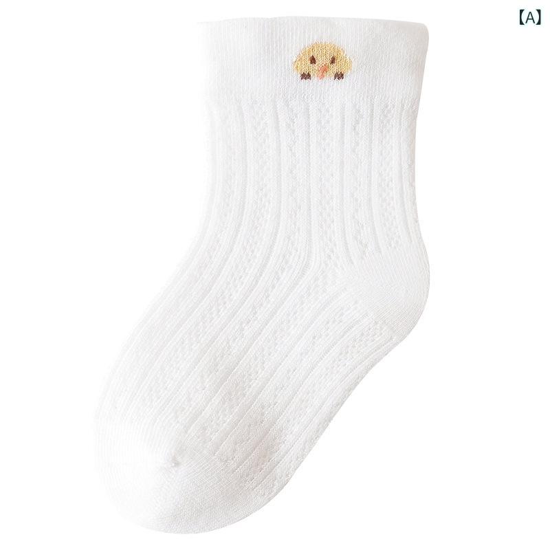 ベビー 靴下 男の子 女の子 コーマ綿 シームレス つま先 通気性 吸湿速乾 薄手 春夏 メッシュ クルー丈..