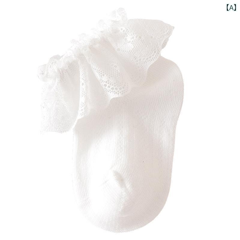 ソックス ベビー 女の子 キッズ 子供 春夏 薄手 薄地 コットン コーマ綿 通気性 快適 レース フリル飾..