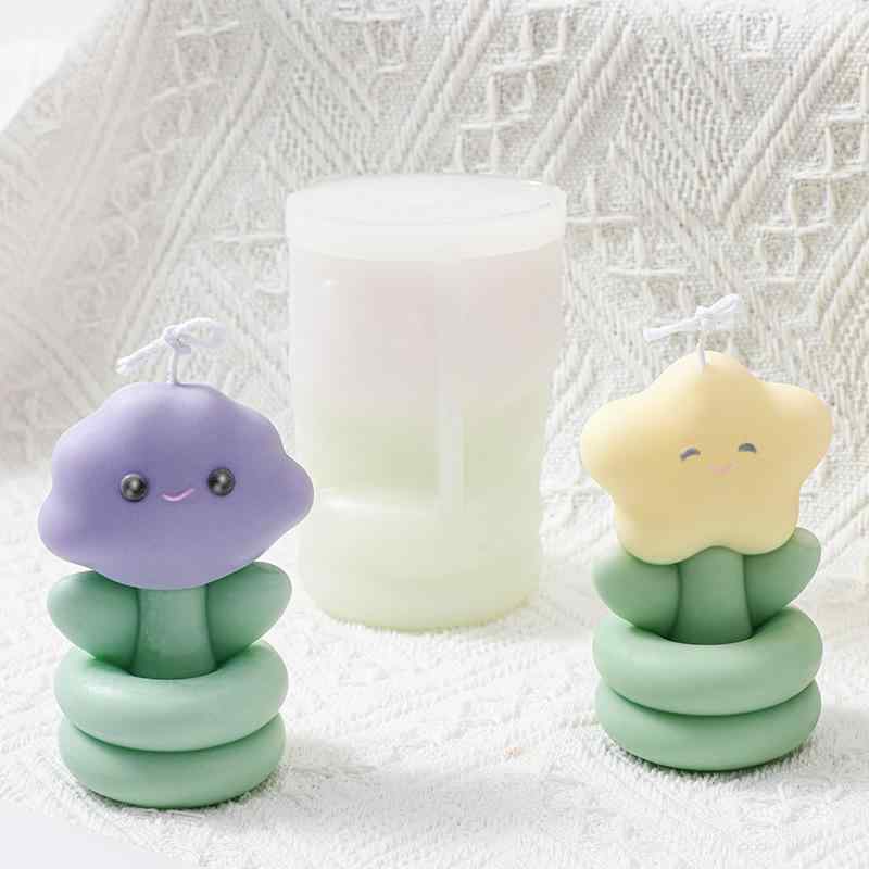 シリコンモールド 花 雲 フラワー アロマキャンドル 石膏 手作り ハンドメイド クラフト 型 飾り 置物 プレゼント用 シリコーン製 柔軟 高耐久 耐熱性 立体 デコレーション