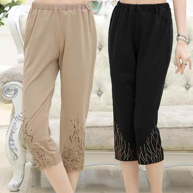 パンツ レディース 中高年 ミセス 七分丈 カジュアル 普段使い 春夏 ボトムス クロップド丈 リラックス ズボン 快適 ウエストゴム 体型カバー ストレート ワイド