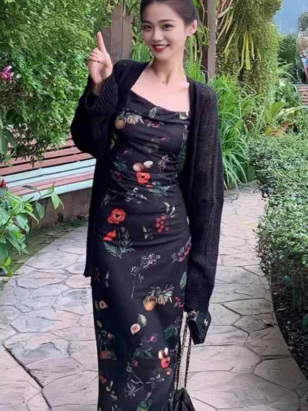 ワンピース レディース キャミソール 花柄 プリント メッシュ 高級感 個性的な 性 ロング マキシ丈 フレア Aライン 夏 黒 エレガント 上品 普段使い お出かけ リゾート