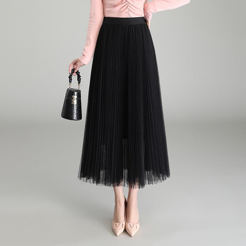 スカート レディース 女性用 婦人 ウエストゴム ロング丈 プリーツスカート ファッショナブル 大人上品 エレガント 気品 秋冬 普段使い お出かけ 通勤 オフィス カジュアル(4)