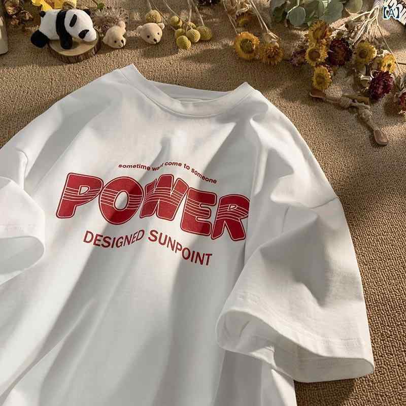 Tシャツ メンズ 半袖 純綿 ビッグシルエット ゆったり ルーズフィット 韓国 アメカジ ストリート系 カップル ペアルック 春夏 コットン トップス 着回し カジュアル 普段使い(4)