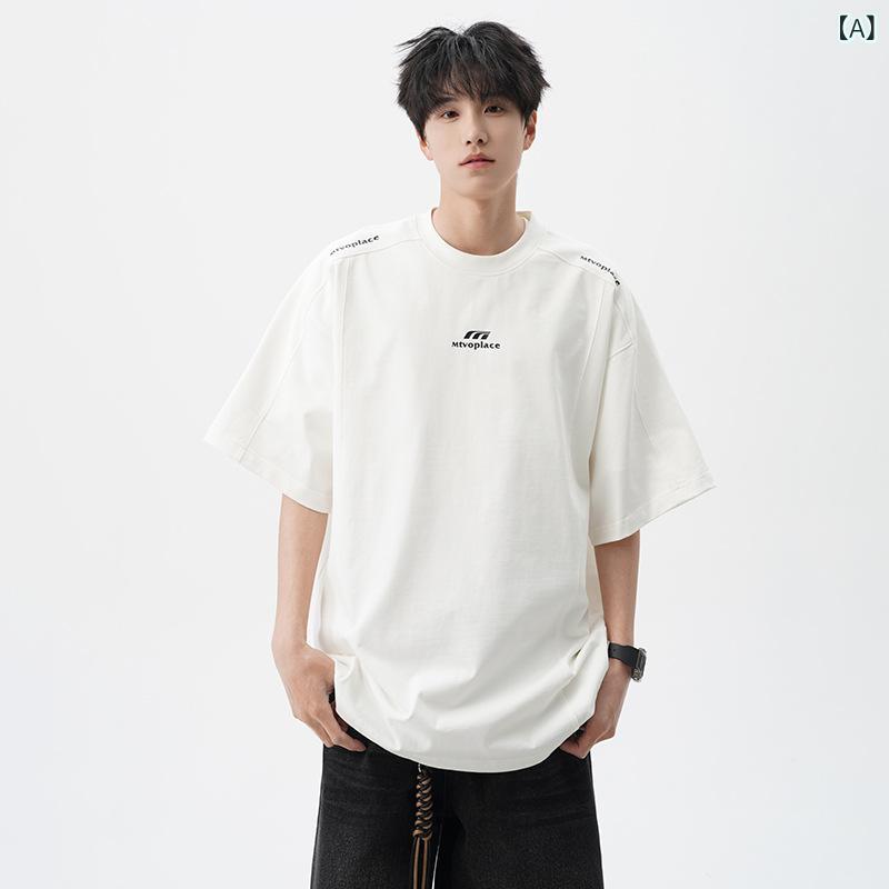 Tシャツ メンズ 接触冷感 ひんやり 丸首 アメカジ ヘビーウェイト 厚手 半袖 ゆったり ビッグシルエット カジュアル 普段使い 部屋着 トップス 春夏(4)