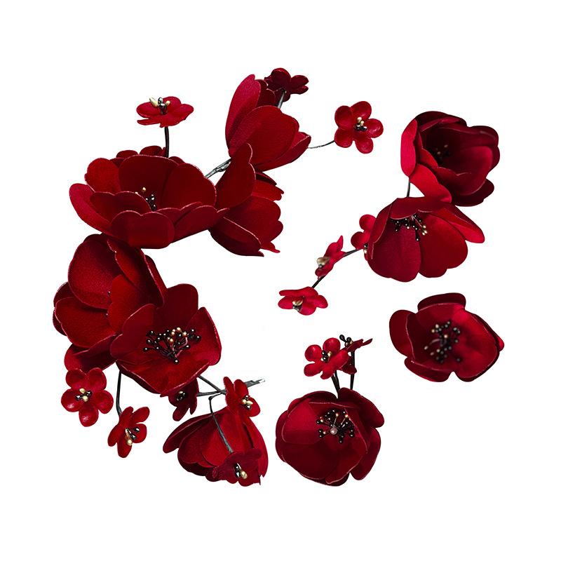 ヘアアクセサリー レディース 韓国 ワインレッド 花びら フラワー カチューシャ ヘッドバンド 髪飾り ..