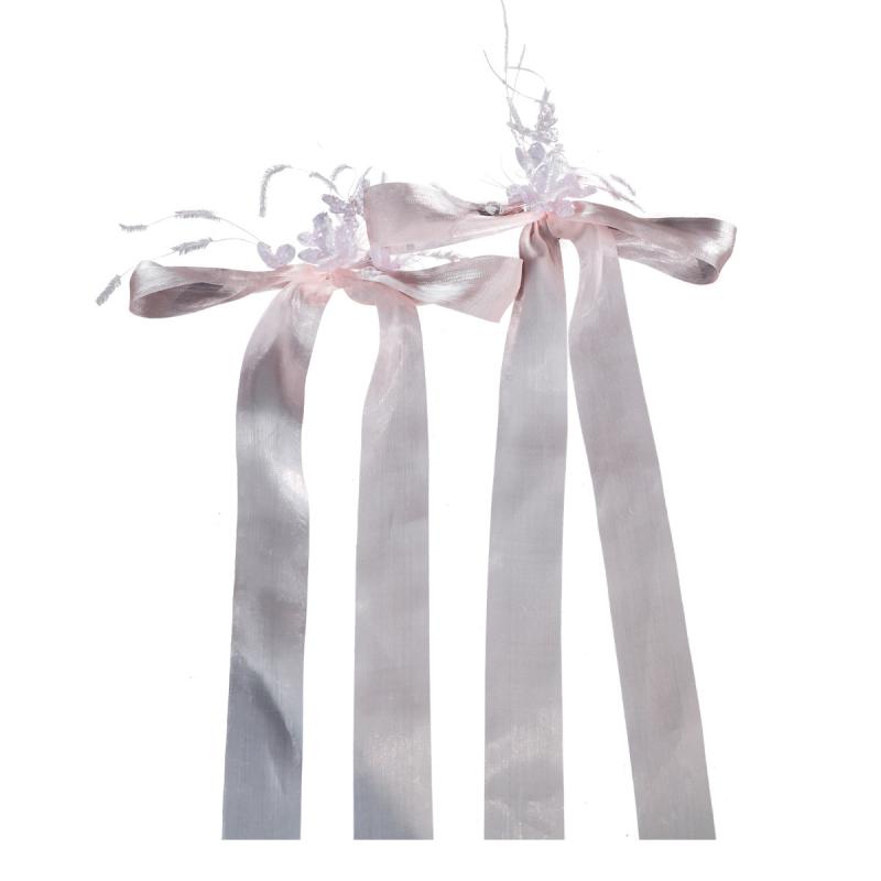 ヘアアクセサリー 花嫁 ブライダル ピンク リボン サイドクリップ 髪飾り ヘッドドレス ウェディング ..