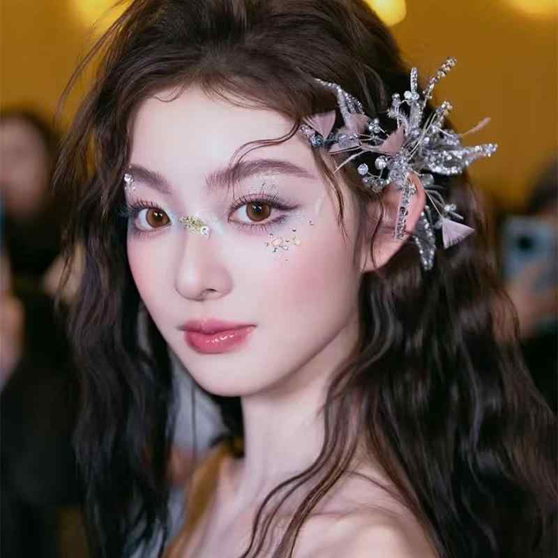 髪飾り ブライダル ウェディング ピンク フェザー クリスタル ナチュラル ヘアクリップ ヘッドドレス ..