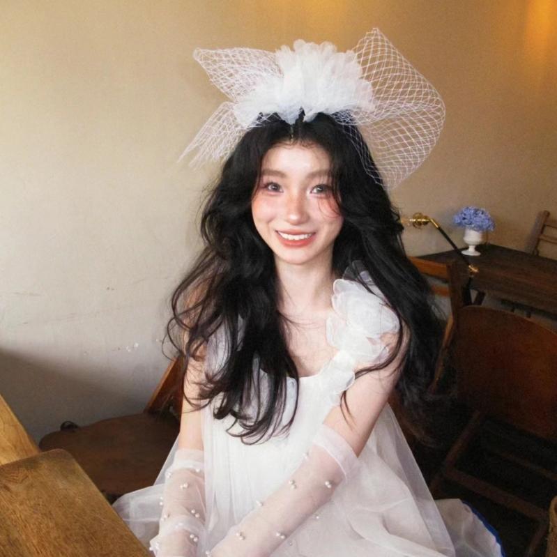 髪飾り ナチュラル系 フラワー チュール ヘッドドレス エレガント ブライダル ウェディング 前撮り 記..