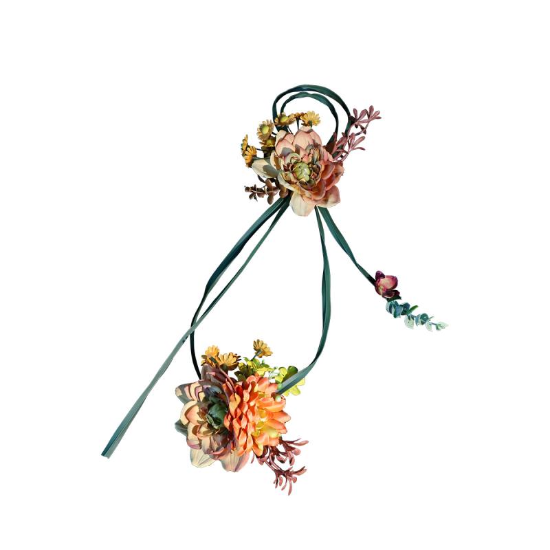 ヘアアクセサリー 花嫁 ブライダル ヘッドドレス ナチュラル ボタニカル 造花 髪飾り フェイクフラワー..