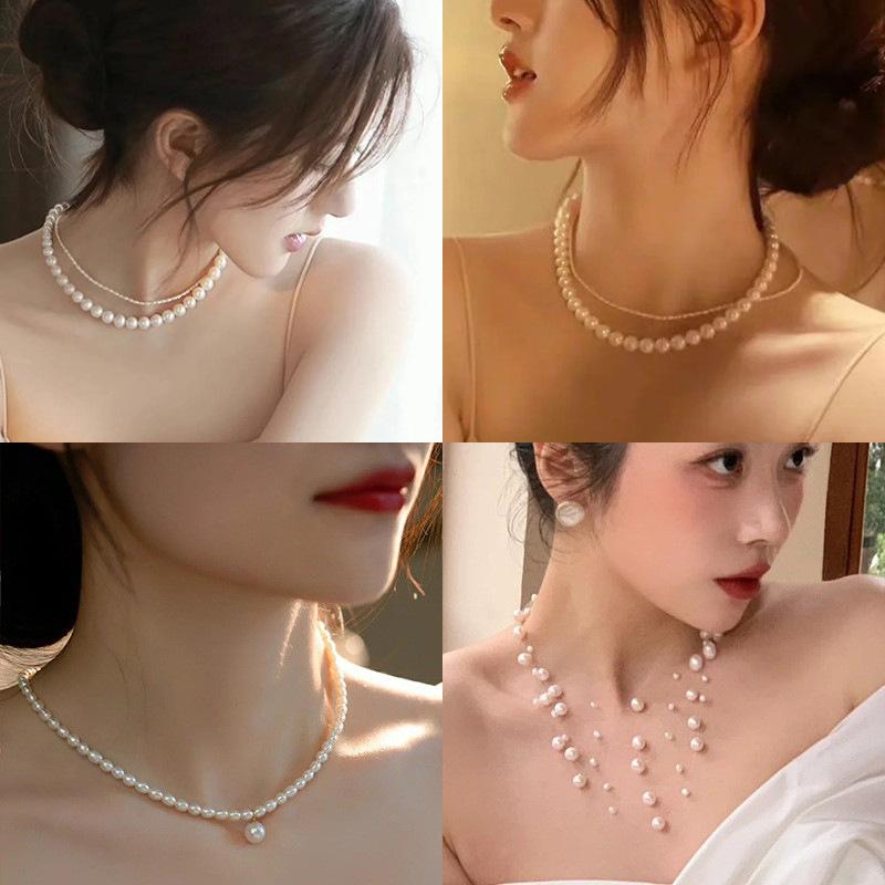 ネックレス ブライダル 花嫁 ウェディング 結婚式 二次会 パーティー 韓国 レトロ アンティーク調 エレ..