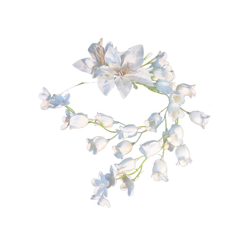 ヘアアクセサリー レディース 女性用 新婦 ブライダル スズラン 造花 ヘアクリップ バレッタ 髪飾り モ..