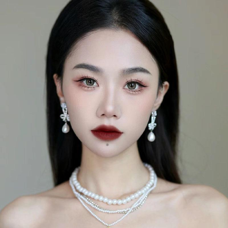 ピアス レディース 925シルバー ジルコニア リボン フェイクパール 揺れる ドロップ シンプル おしゃれ..