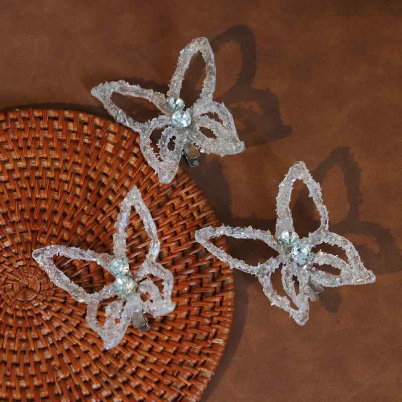 ネックレス レディース 蝶々モチーフ 花嫁 ブライダル ウェディング用 ハンドメイド 手作り クリア 透..