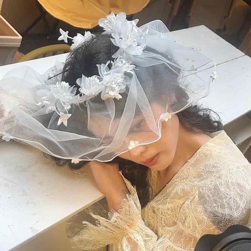 ヘッドドレス レディース フレンチロマンティック ブライダル ウェディングベール ふんわりチュール レ..