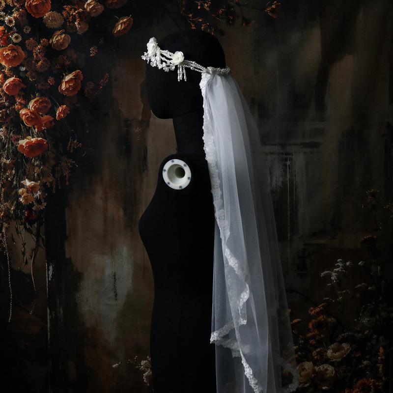 ヘッドドレス レディース 花嫁 結婚式 ブライダル ウェディング レトロ アンティーク 妖精風 森ガール ..