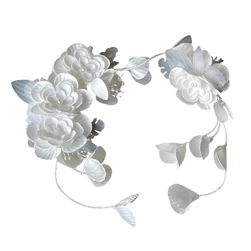 ヘアアクセサリー 花嫁 ウェディング 結婚式 韓国 エレガント 白 フラワー ヘッドドレス 髪飾り ヘアク..