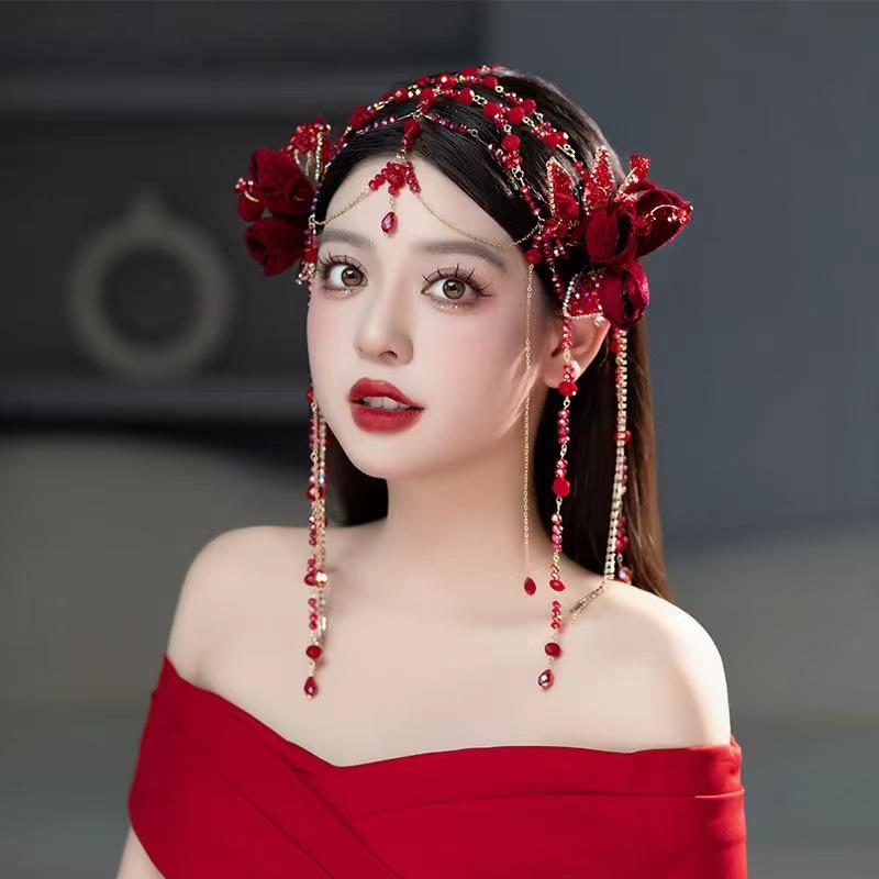 ヘッドドレス レディース ブライダル ウェディング フリンジ カチューシャ ハンドメイド パールビーズ ..